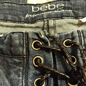 BeBe Womens Leather tie up jeans